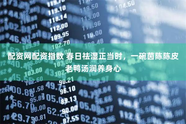 配资网配资指数 春日祛湿正当时，一碗茵陈陈皮老鸭汤润养身心